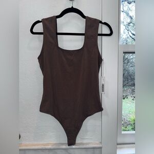 Everlane  “The Form” Square Neck bodysuit, Chocolate Brown Sleeveless